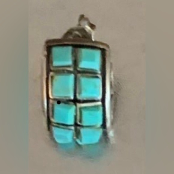 Genuine Turquoise Post Earrings - Picture 2 of 5